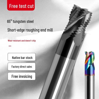 65° Tungsten Steel 3-Flute U-Groove Roughing End Mill for Aluminum, High-Gloss Alloy, Short Blade, Multi-Color Finish