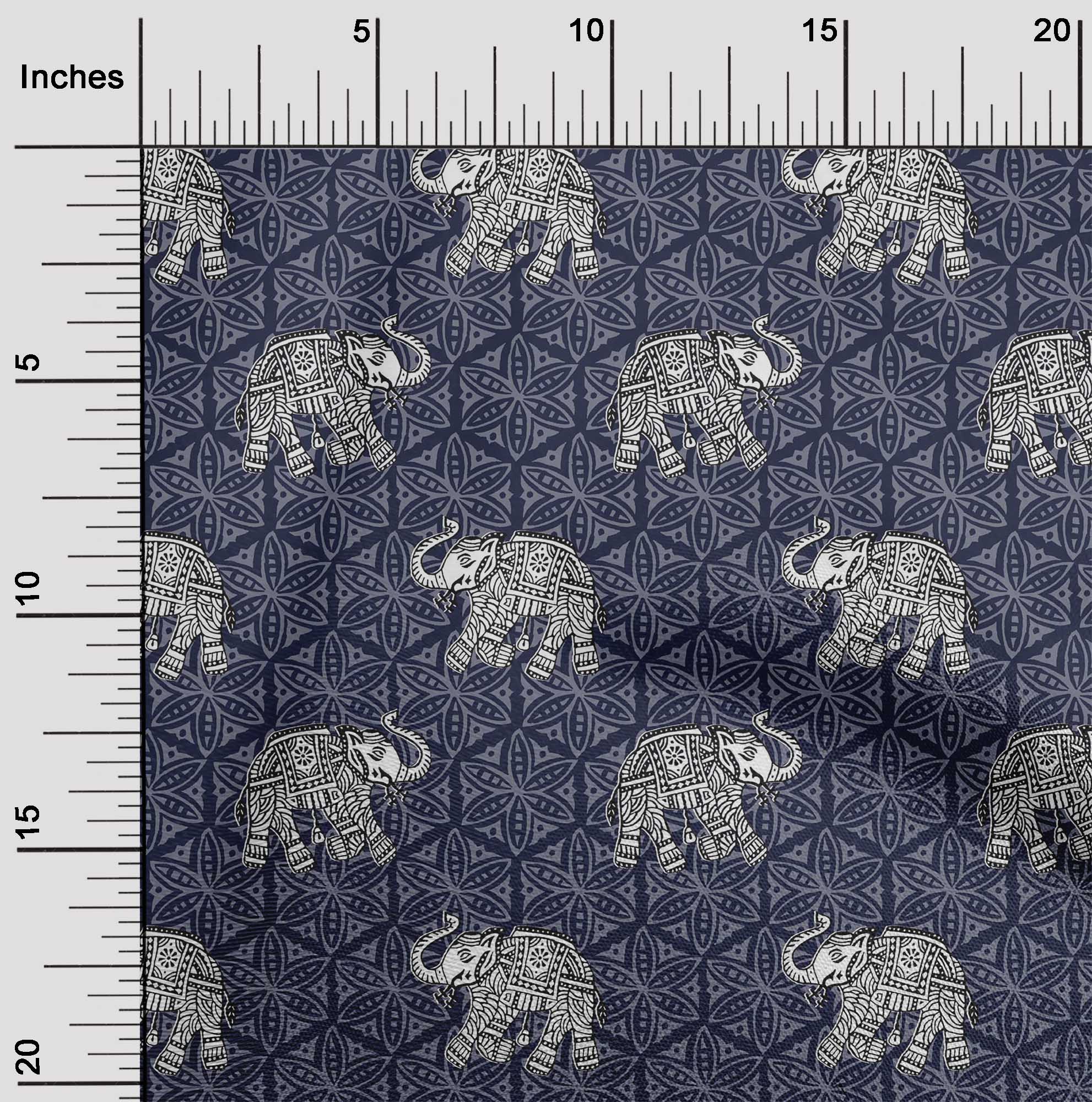 

OneOone Cotton Flex Fabric Elephant Block Decor Fabric Printed BTY 40 дюймів 42 Inch Wide - Viscose Chiffon синій