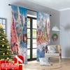 2pcs 2D flat printing Merry Christmas Popular Party Window Curtains Red Candy Village Fabric Without Electricity Festive