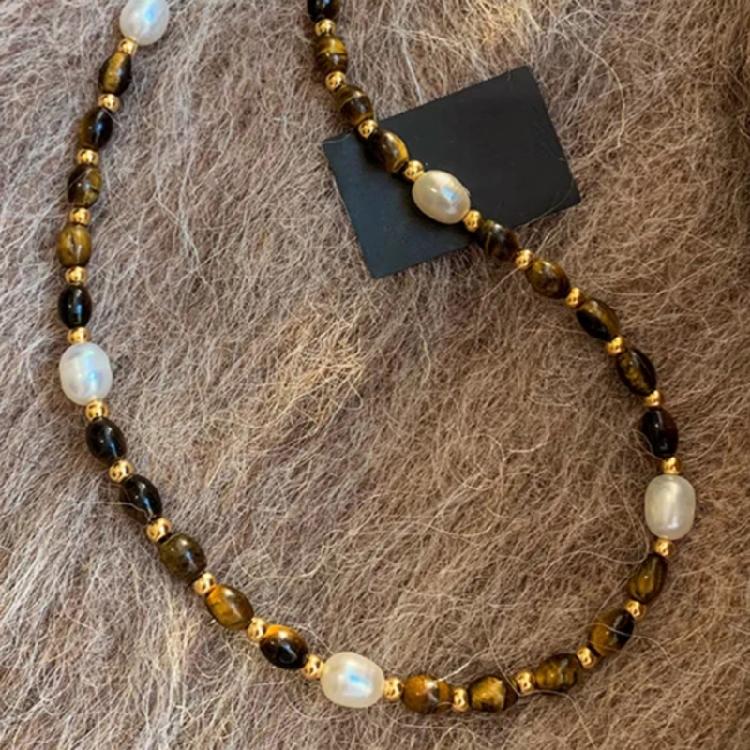 Handmade Pearls Bead Sweater Necklace Artistic Crafted Pearls Bead Sweater Necklace Retro Unisex Neck Jewelry Accessory