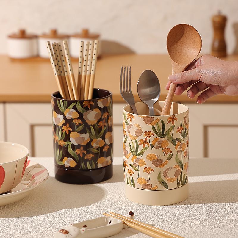 French Ceramic Kitchen Countertop Chopstick Holder & Drainer