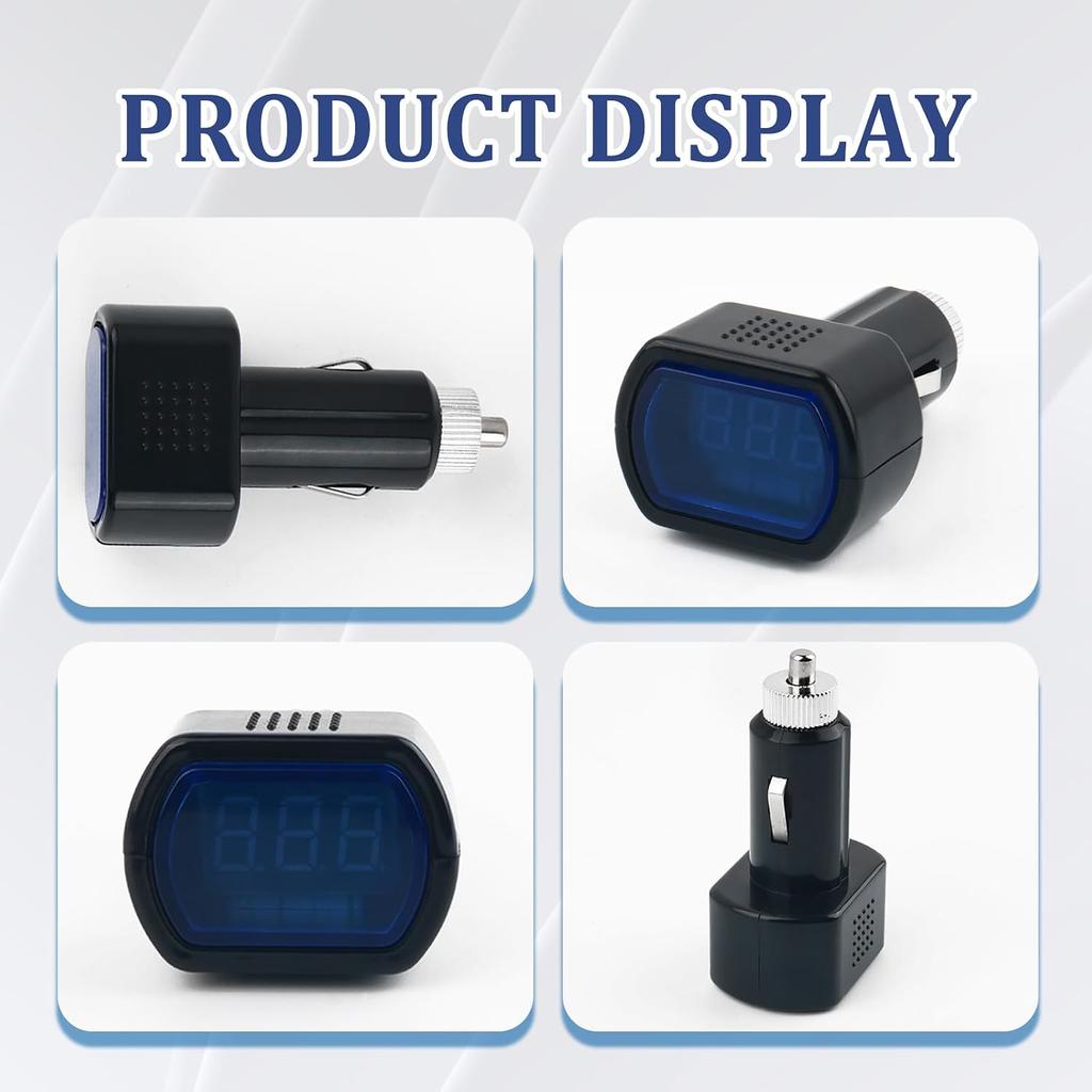 Car LED Cigarette Lighter Voltage Meter with Digital Display,12V/0.1A Battery Voltage Meter for Real-Time Voltage Monitoring,Universal Car Voltage