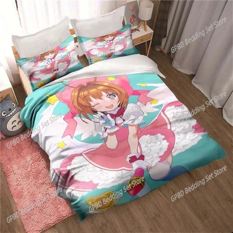 Comforter Anime Cardcaptor Sakura Bedding Set 3D Printed Suitable For Bedroom Kids Home Textile