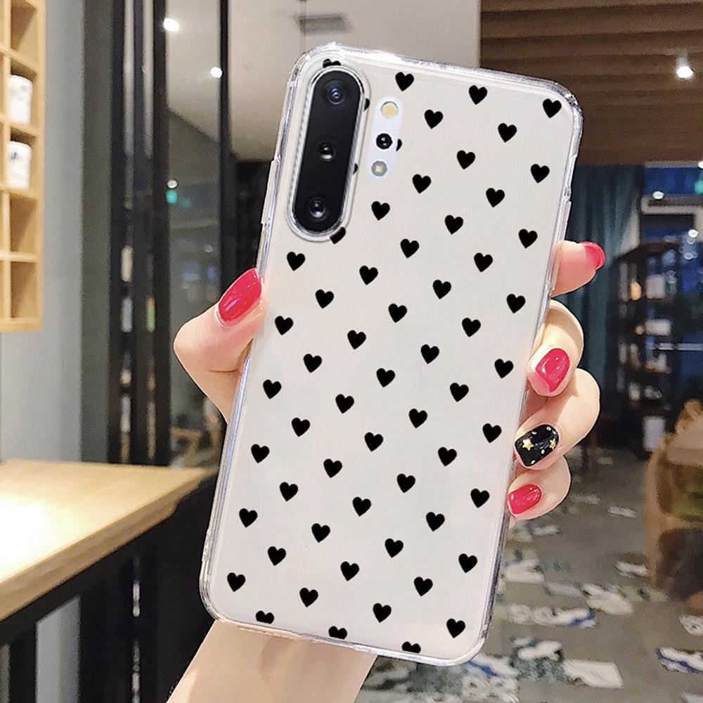Non-Yellowing Phone Case For Samsung Galaxy Note 10 Lite S10 S10e S10+ S9 + S9 Plus Heart Transparent Clear Love Couple Cover