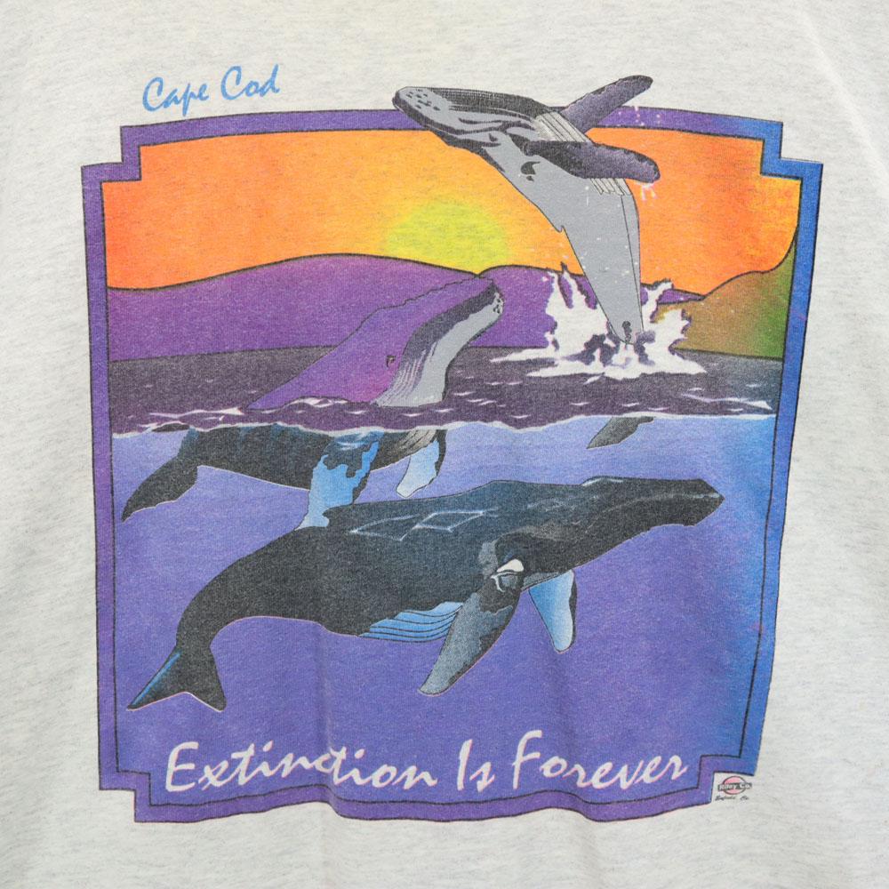 Delta 90s Print Short Sleeve Whale T-shirt XL Gray Old Vintage Men's Used