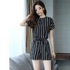 Summer 2026 Women's Striped Casual Two-Piece: Loose Short Sleeve Top & Shorts