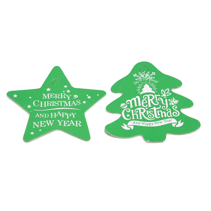100pcs Merry Christmas Gift Tags Red Green Xmas Tree Round Shape Card Tag Christmas Tree Hanging Decor Gift Wrapping Labels