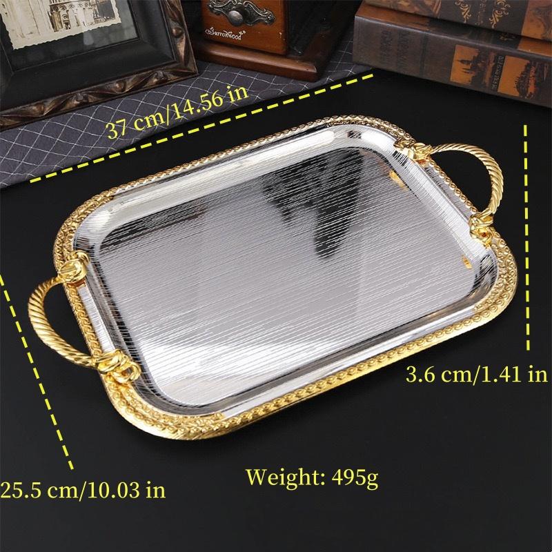 Fruit Tray,Metal Cake Plate,Silver Smooth Surface Portable Hand Snack Disc,Nuts Organizer Wedding Party Desktop Decoration