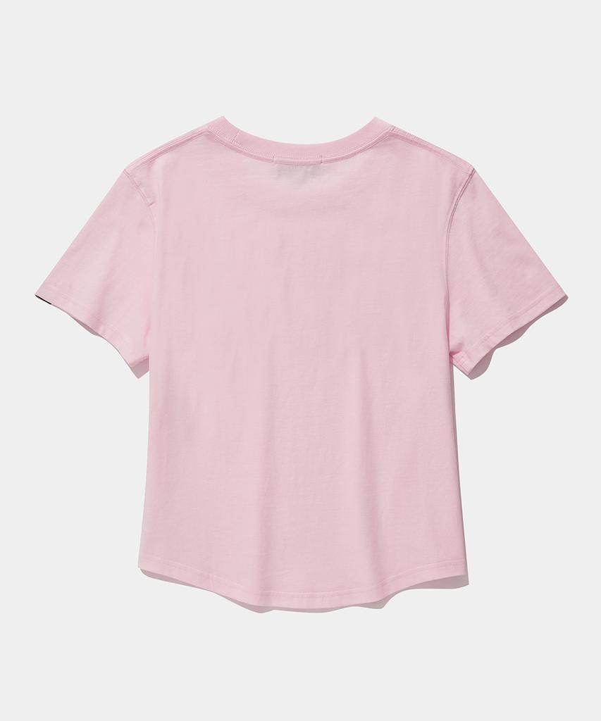 COLUMBIA UNIVERSITY Uni Women Curved Slim-Fit S/S T-Shirts_Light Pink