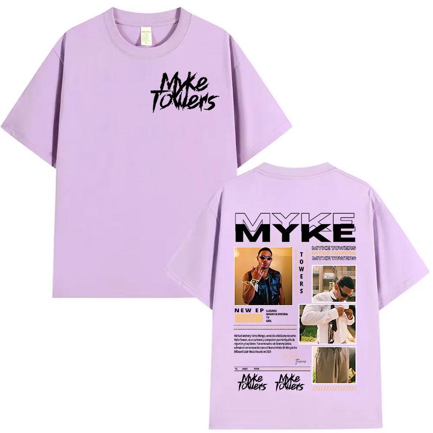 Rapper MYKE TOWERS Album 2025 Retro Graphic T Shirts Mens Hip Hop Pop Music Clothing Tshirt Man 100 Cotton Short Sleeve Tees