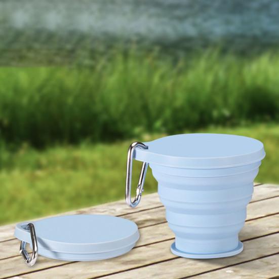 Silicone Folding Water Cup with Carabiner Handle 180ml Portable Travel Washing Cup