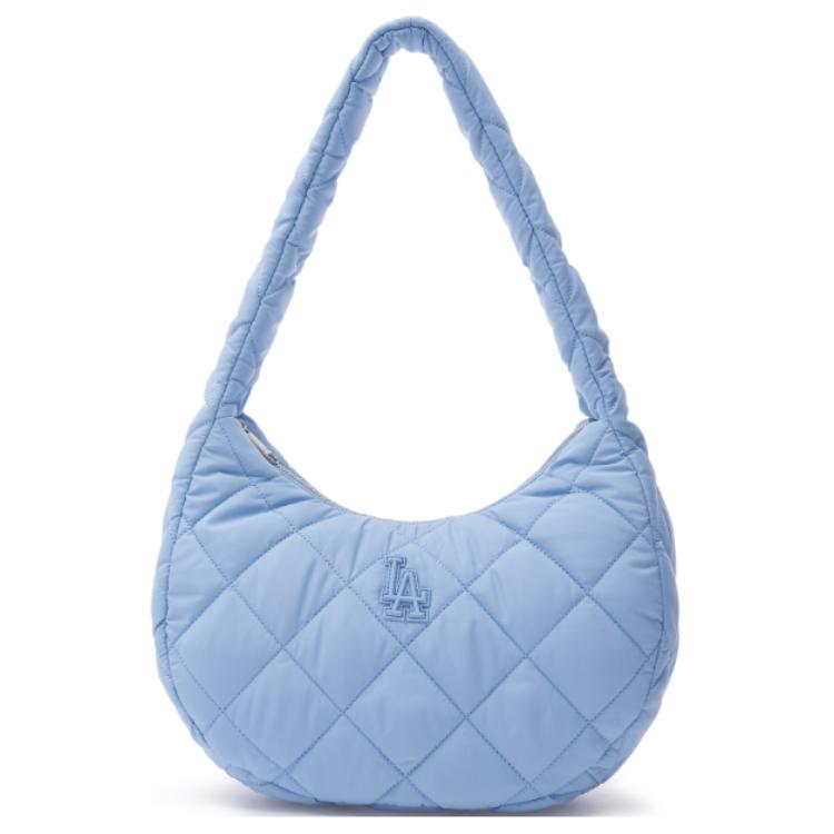 New MLB Polyester Hobo Bag Shoulder Bag Medium Women's Light Blue 3ABQM0936-07SBS