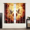 2pc,  Romantic Valentine's Day Window Curtains Romantic White Dove and Red Rose Valentine's Day Heart shaped Sunrise Scene