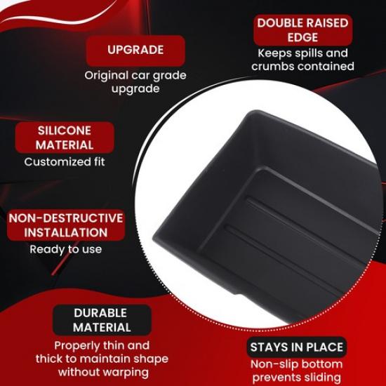 Black Silicone Center Console Storage Box Pad For LR L663 Defender 2025+