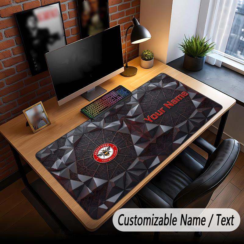 Large Mouse Pad Brentford Football Print Custom Name Text Desk Mat for Office Gaming