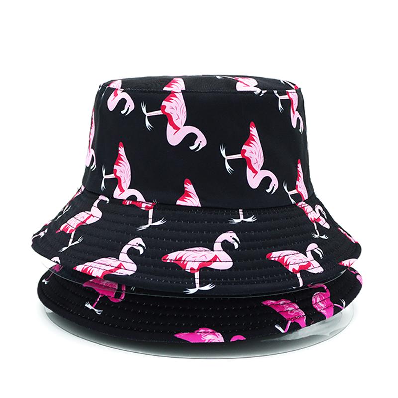 Bocca Cartoon Flamingo Bucket Hat Animal Printing Pattern FisherUnisex Hats Double Sides Panama Cap Unisex Women Summer Hot Selling