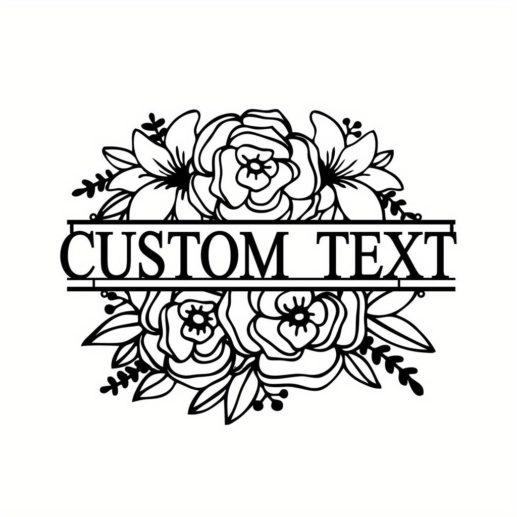 Custom Family Name Sign – Flower Garden Metal Wall Art, Personalized Monogram Plaque for Outdoor Front Entrance Decor & Wall Sculptures
