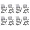 Folding Outdoor Chairs Set of 8 and Cushions Acacia Wood
