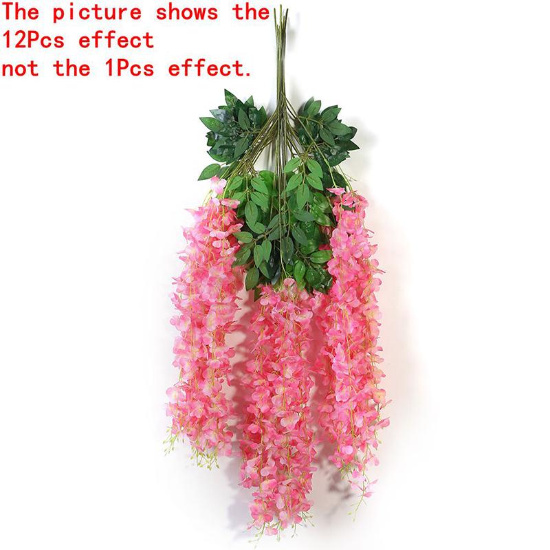 1/3/5/12Pcs Artificial Flowers Silk Wisteria Vine Fake Silk Hanging Flower for Wedding Party Garden Outdoor Home Wall Decoration