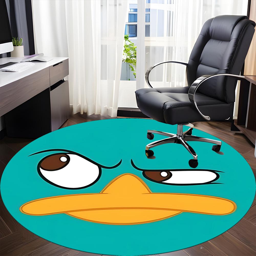 1pc Platypus Office Round Rug, Carpet for Office, Gaming, Lightweight Round Floor Mat yy260205016