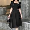 ZANZEA Elegant Casual Square Collar Short Sleeve Women Dress