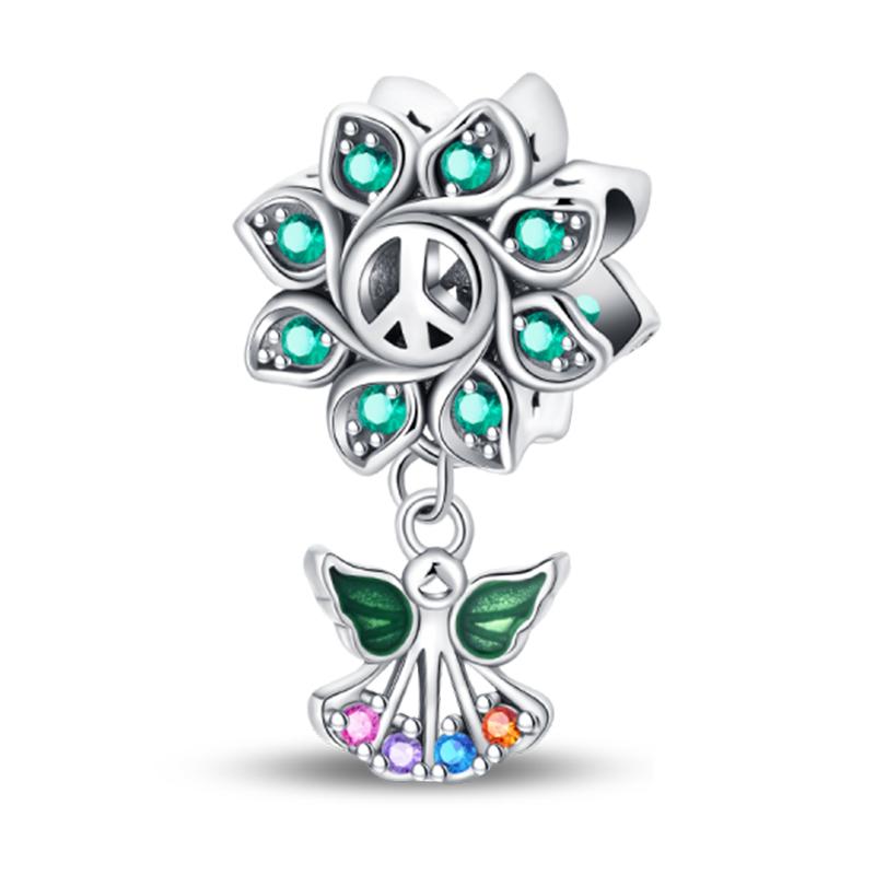 Copper Peace Dove Olive Branch Angel Love And Peace Best Wishes Charms Beads Fit Pan Original Bracelets Diy Fine Jewelry