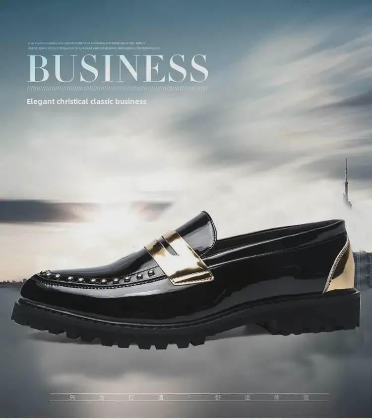 Men's Stylish Retro White Leather Slip-On Shoes for Weddings