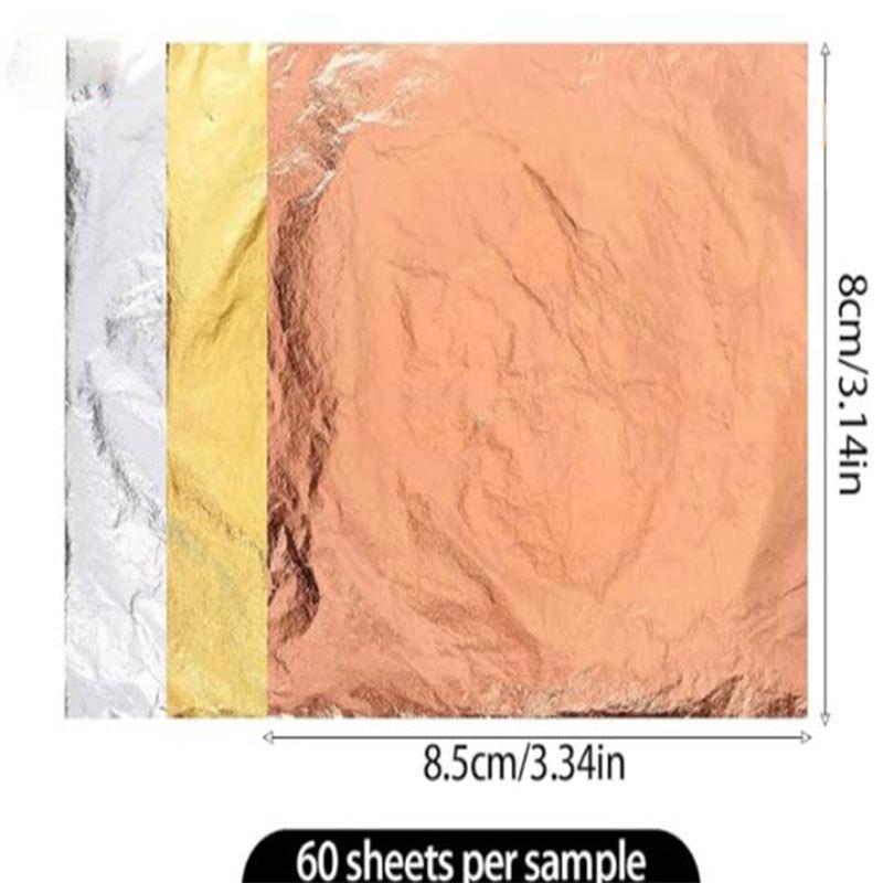 Taiwan Three-Color Imitation Gold Leaf: DIY Colored Foil Epoxy K Gold, Silver, Rose Gold Sheets (90-150/Pack)