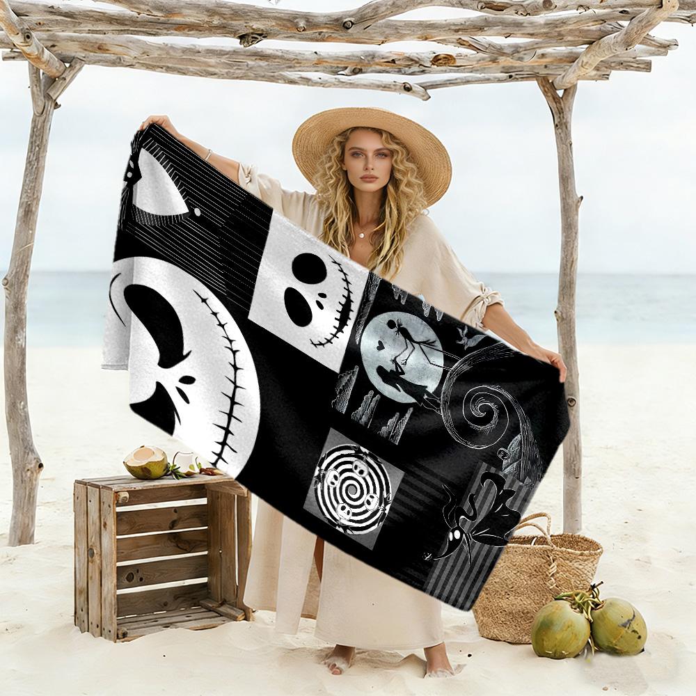 Jack Skellington Beach Towel Soft Durable Quick-Dry Comfortable Lightweight Suitable for Sports, Travel, Swimming, Yoga, Bathroom, Beach, And Pool