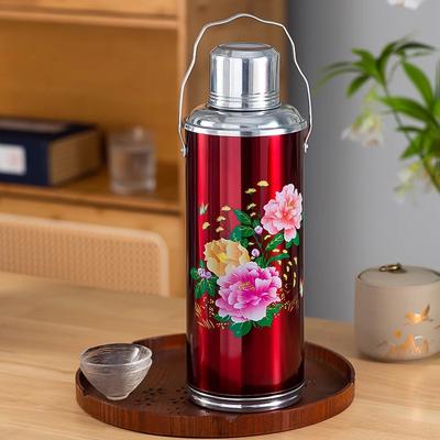 2L Retro Reise Thermoskanne Thermos Wasser Kaffeeflasche Edelstahl Kaffeebecher Tasse Wärme Kälte Konservierung