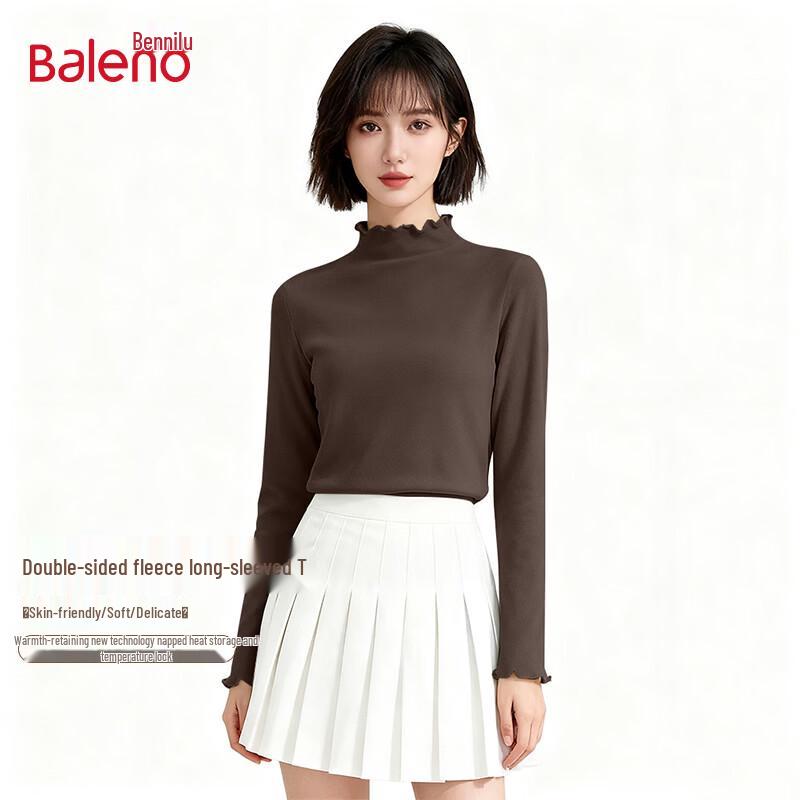 Baleno Women's Ruffled Mock Neck Thermal Top