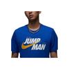 Jordan Logo Print Round Neck Short Sleeve Sport Tee American Retro Regular Shoulder Men Tops Game-Royal-Blue DM3220-480