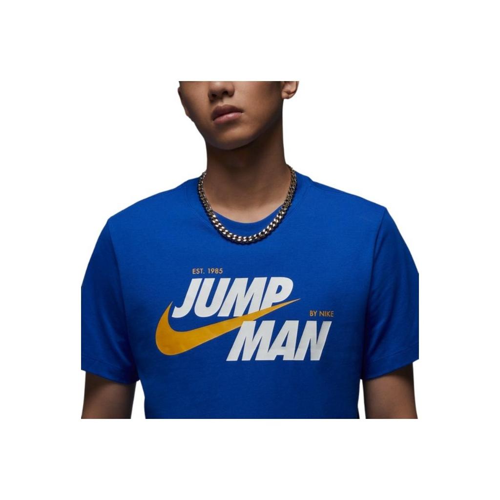 Jordan Logo Print Round Neck Short Sleeve Sport Tee American Retro Regular Shoulder Men Tops Game-Royal-Blue DM3220-480