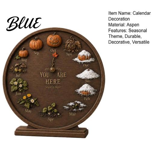 Festive Yard Ornaments Season Clock Decor Round Month Calendar Wooden Seasonal Farmhouse Perpetual Thanksgiving Garden