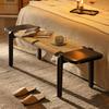 Vintage Solid Wood Bench, Entryway Storage Shoe Stool, Stylish Bed End Seat, Living Dining Rope Woven Long Seating