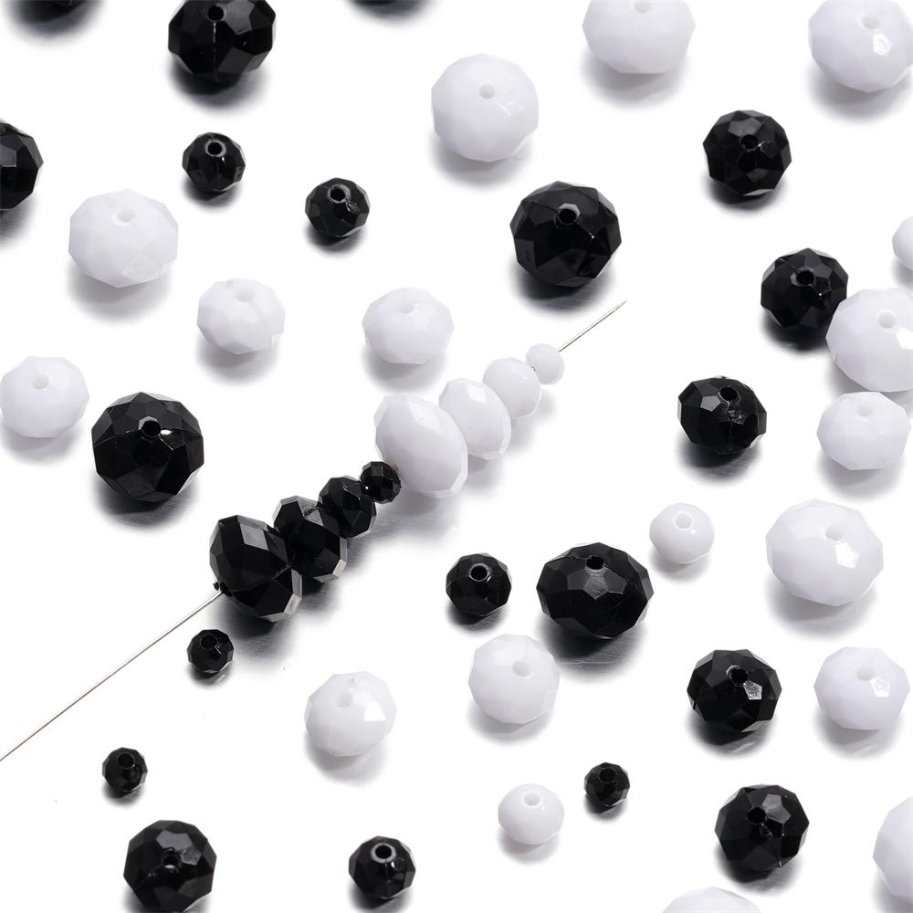 20-100 Stück/Los 4-10mm Schwarz Weiß Acryl Flaches Charms-Abstandshalter Lose Perlen für DIY Halskette Armband Schmuckherstellung Zubehör