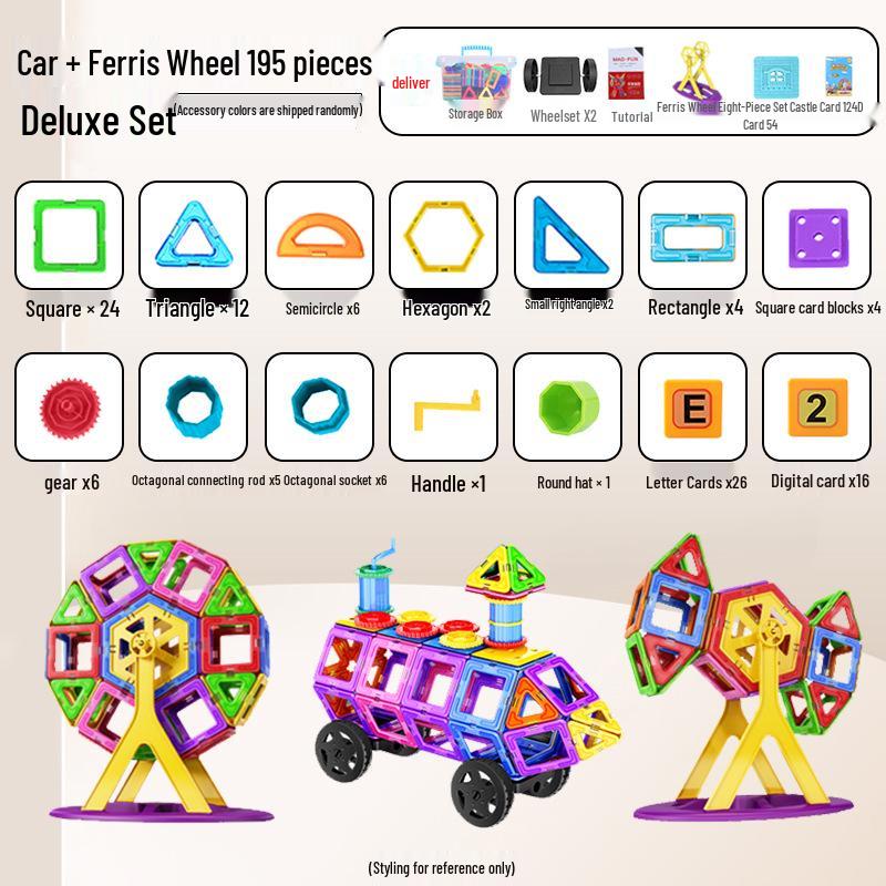 Large Magnetic Building Tiles Set for Kids - Educational Suction Magnet Blocks