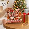 Holiday Photo Storage Christmas Wooden Frame, 2D Picture Holder with Santa Snowman & Snowflake Pendant, Family Display Frame for Home Mantel