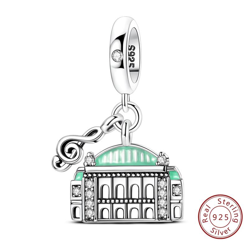 New Copper Charms Eiffel Tower Famous Scenic Spot Souvenirs Beads Fit Original Bracelets Fine Diy Jewelry Gifts