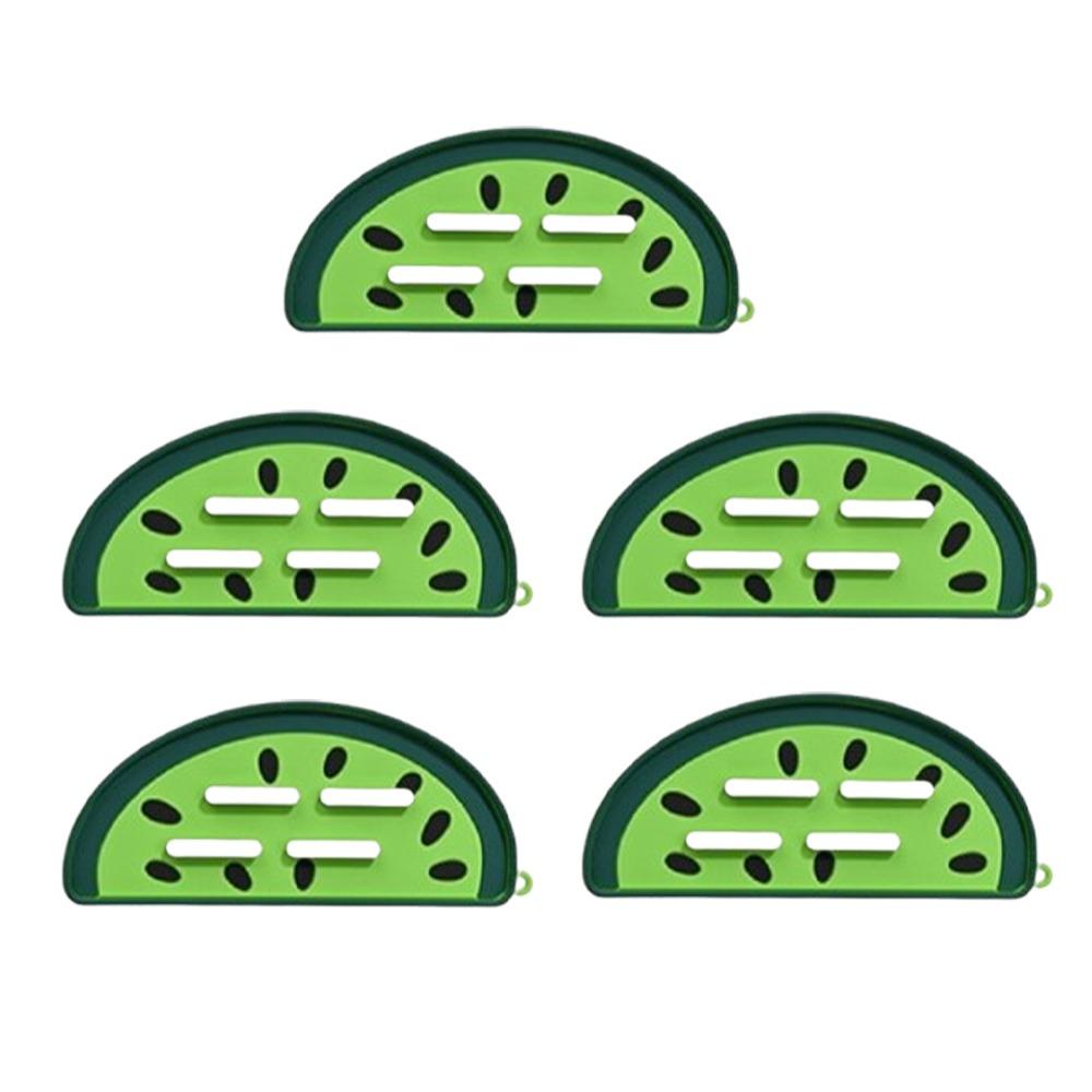 5 pieces Soft Silicone Drain Pot Cover Pad Watermelon Shape Heat Insulation Pad  Kitchen Counter