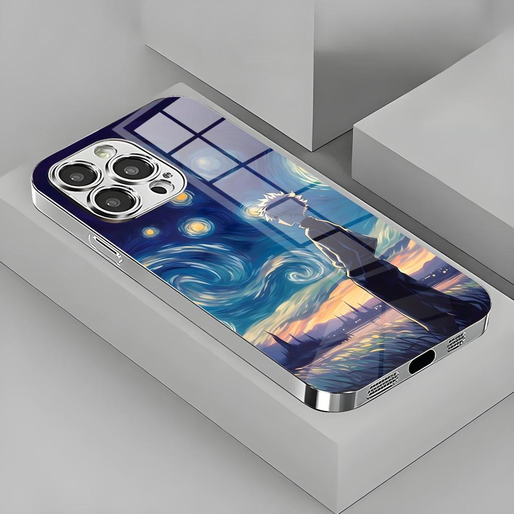 Anime H-Hunter K-Killua  Phone Case For iPhone17 16 16e 15 14 13 12Plus Mini Pro Max Electroplated glass Phone Case