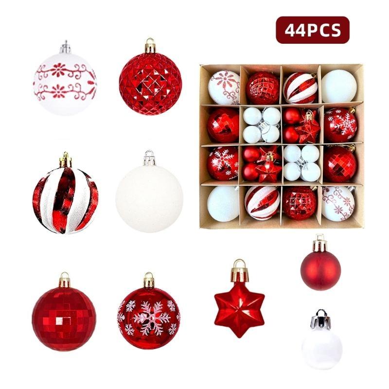 42pcs Delicate Holiday Sphere Baubles Set for Christmas Tree Hanging Decoration