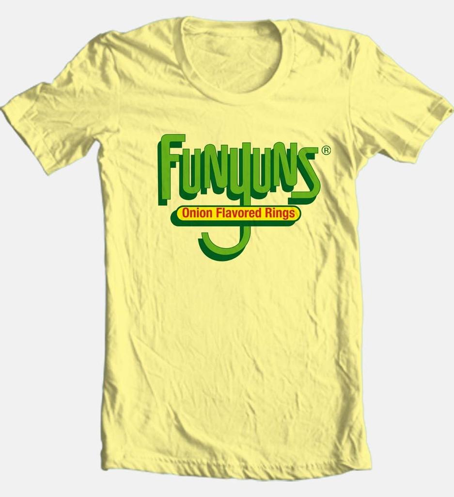 Funyuns T-shirt 1980's Brand Adult Regular Fit Cotton Graphic Yellow Tee