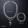 4Pcs Punk Stainless Steel Cross Pendant Necklace Bracelet Sets Simple Silver Color Jewelry Set for Men Unisex Hip Hop Jewelry