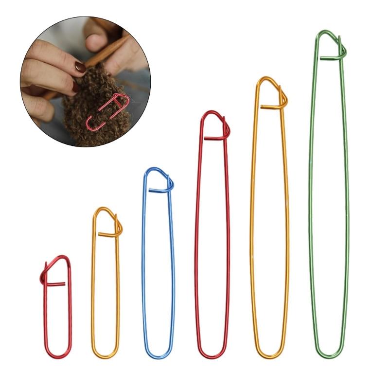 6 Pieces Aluminum Yarn Stitches Holder Knitting Stitches Holders Crochet Hooks Stitches Holder Knitting Accessories