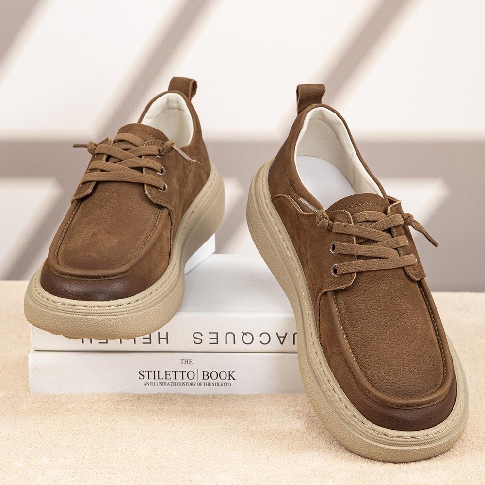 Men's Light Luxury Casual Slip-On Sneakers with Thick Sole and Wide Toe for Autumn