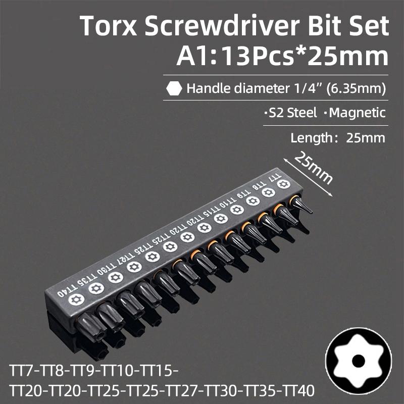 50/75/100/150mm Security Tamper Proof Magnetic Screwdriver Set Drill Bit Screw Driver Bits Hex Torx Flat Head 1/4" Hand Tools