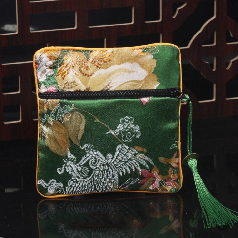 Tassel Cloth Wallet Flower Jewelry Storage Bag Portable Embroidery Coin Pouch Girl