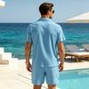 Set da Spiaggia Estivi da Uomo Tuta Casual da Strada Set Due Pezzi per Sport all'Aperto Camicia a Bottoni Liscia Pantaloncini con Coulisse Abbigliamento Sportivo