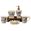 Badezimmer-Zubehör-Set Keramik Zahnbürstenhalter Seifenschale Seifenspender Gurgelbecher Badezimmer-Set im europäischen Stil Hochzeitsgeschenk